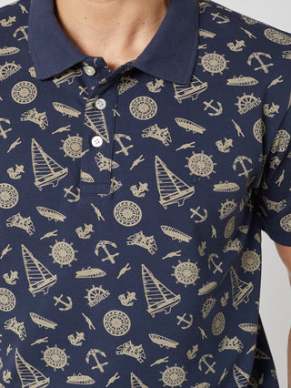 REDGREEN COLTON POLO T-SHIRT Polo 3682 Navy pattern with sand