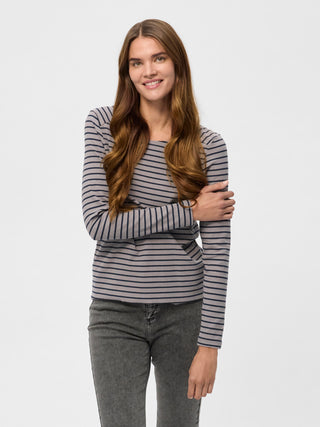 REDGREEN WOMAN Cambridge Long Sleeve Tee 113 Grey Stripe