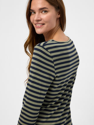 REDGREEN WOMAN Cleo T-shirt Long Sleeve Tee 177 Olive Stripe