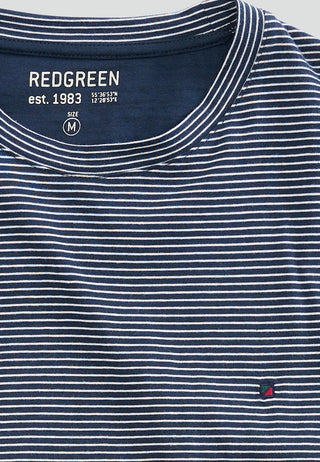 REDGREEN MEN Cowel T-shirt 1691 Dark Navy Stripe