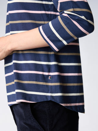 REDGREEN WOMAN Croco T-shirt Short Sleeve Tee 168 Navy Stripe